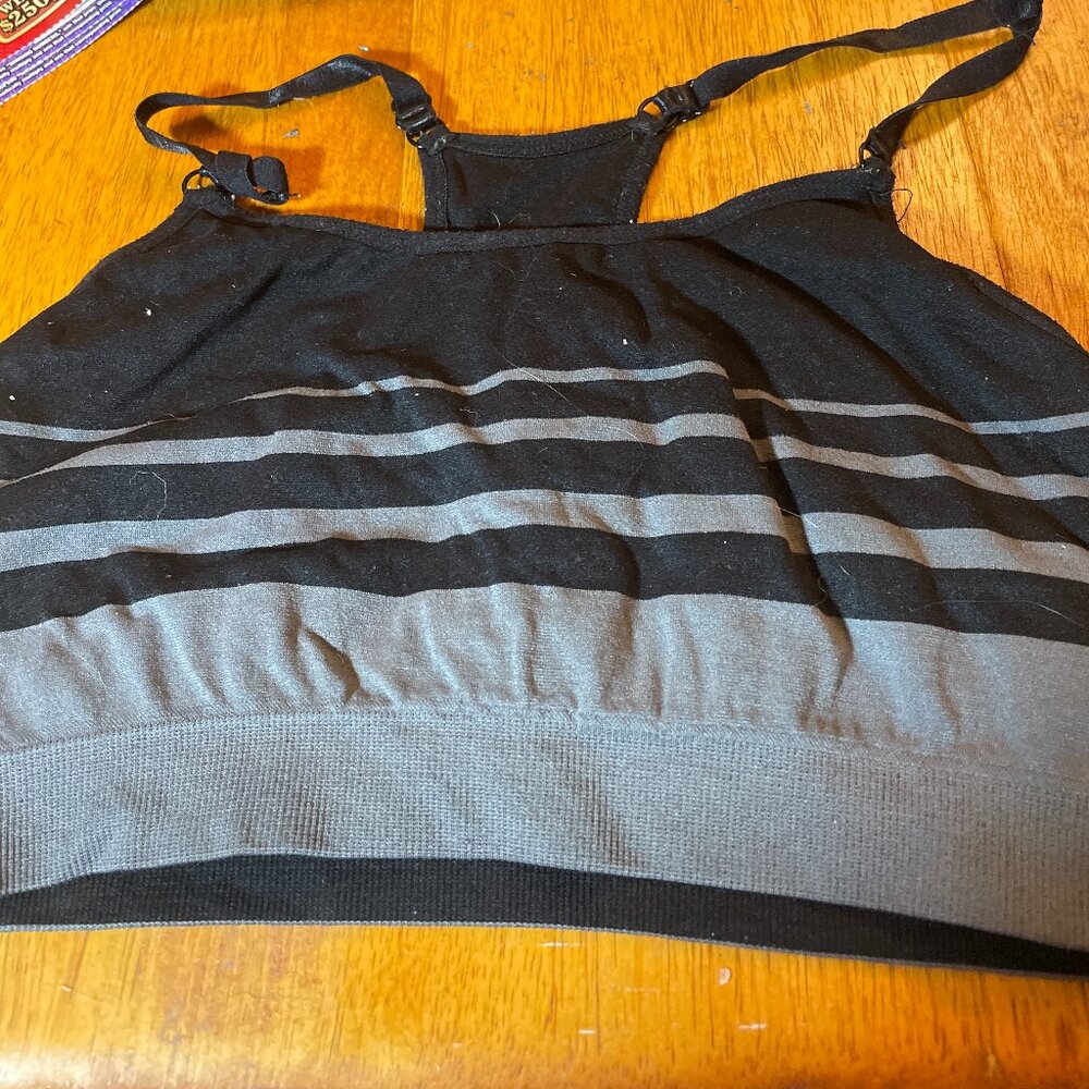 C9 Champion Striped Sports Bra Tank. Black and Gray Size M (estimate)